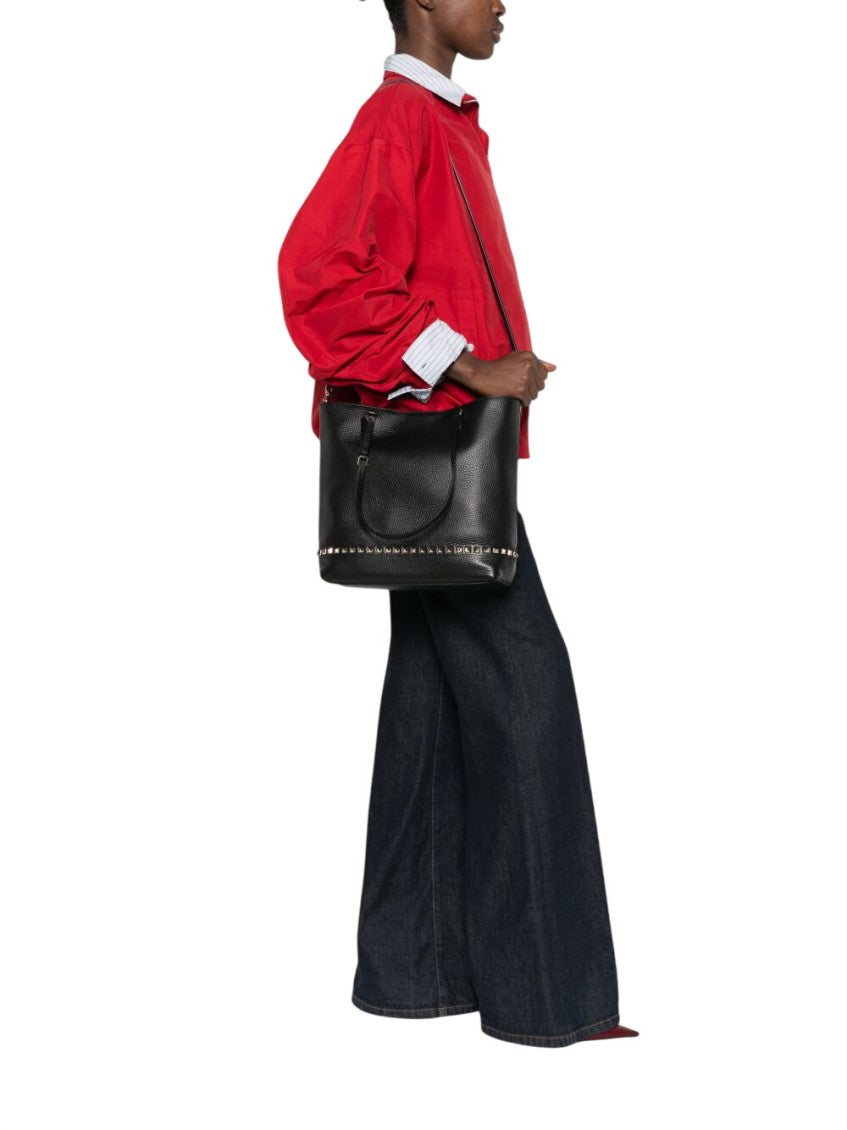 Black Rockstud Medium Tote 5
