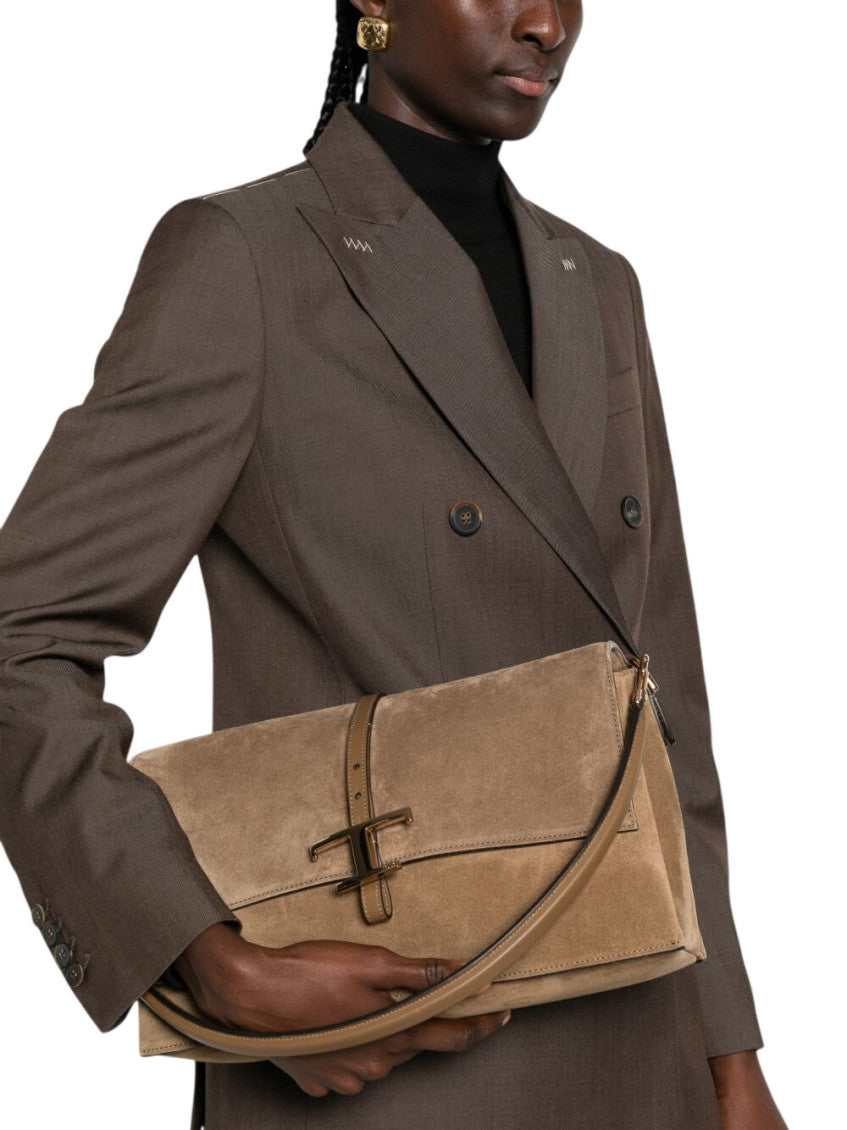 Brown T Timeless Large Shoulder Bag 5