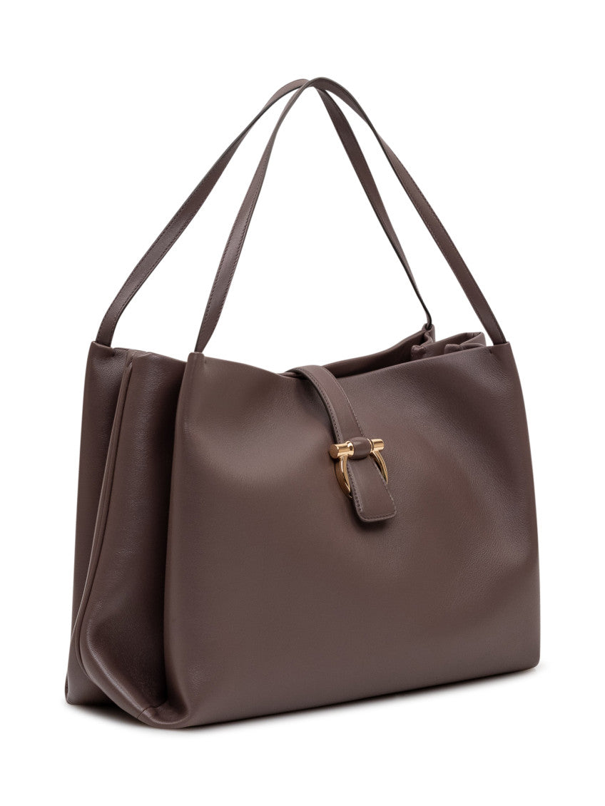 Brown Solid Large Tote 2