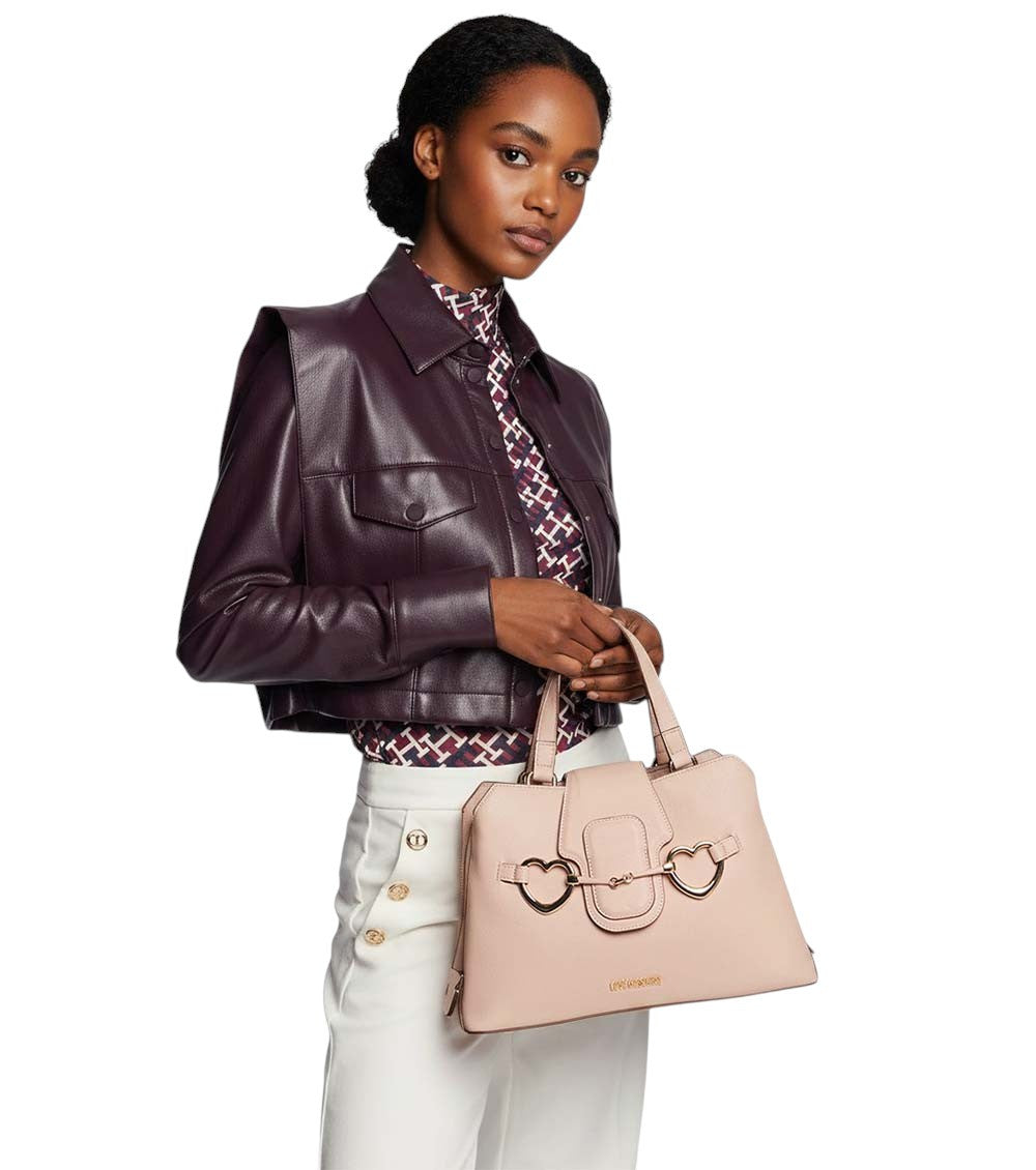 Pink Heart Logo Medium Satchel 4