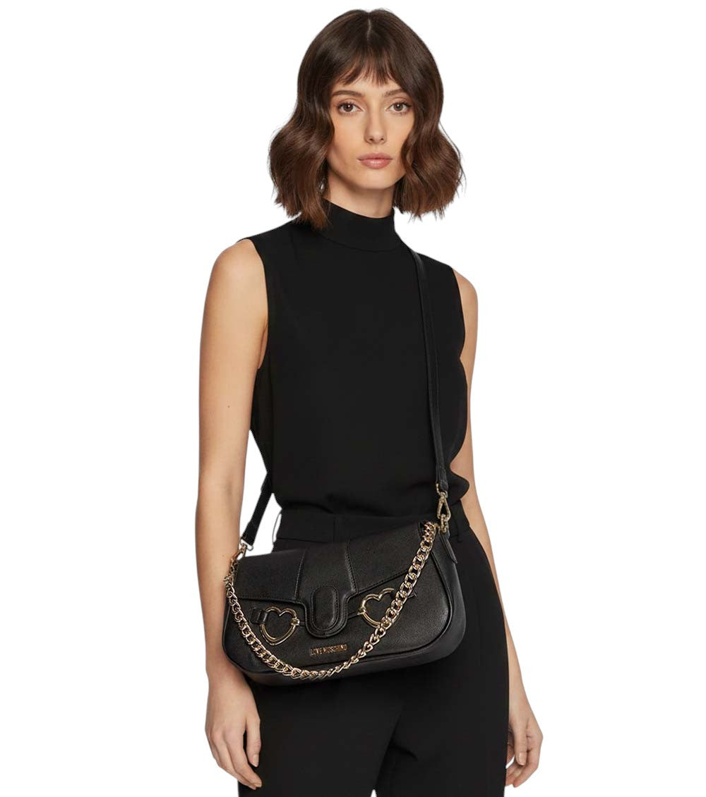 Black Heart Clamp Medium Shoulder Bag 5