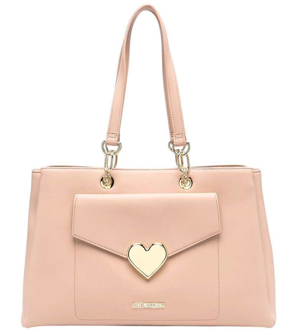 Beige Heart Logo Large Tote 1
