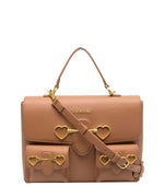 Brown Heart Clamp Medium Satchel 1