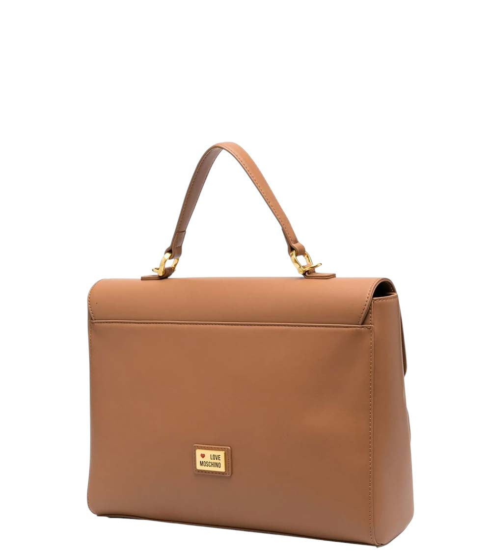 Brown Heart Clamp Medium Satchel 2