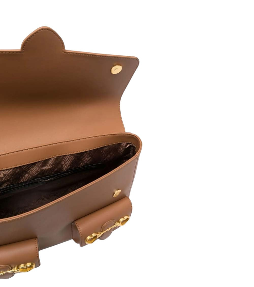 Brown Heart Clamp Medium Satchel 3
