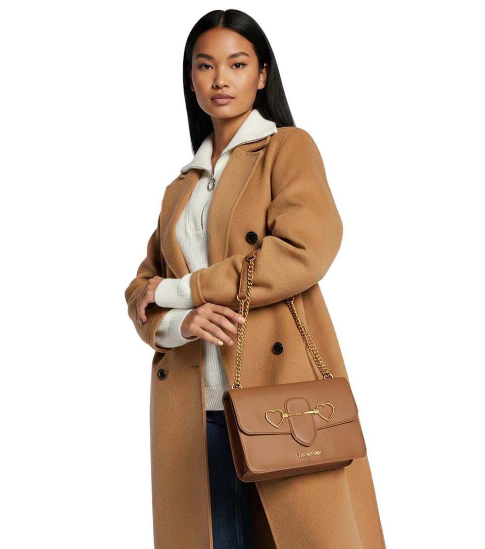 Brown Heart Logo Medium Shoulder Bag 5
