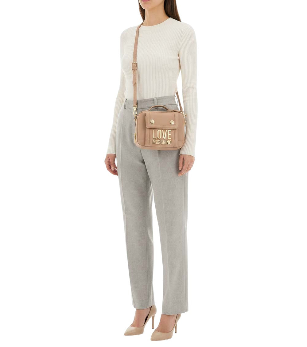 Beige Logo Small Crossbody Bag 4
