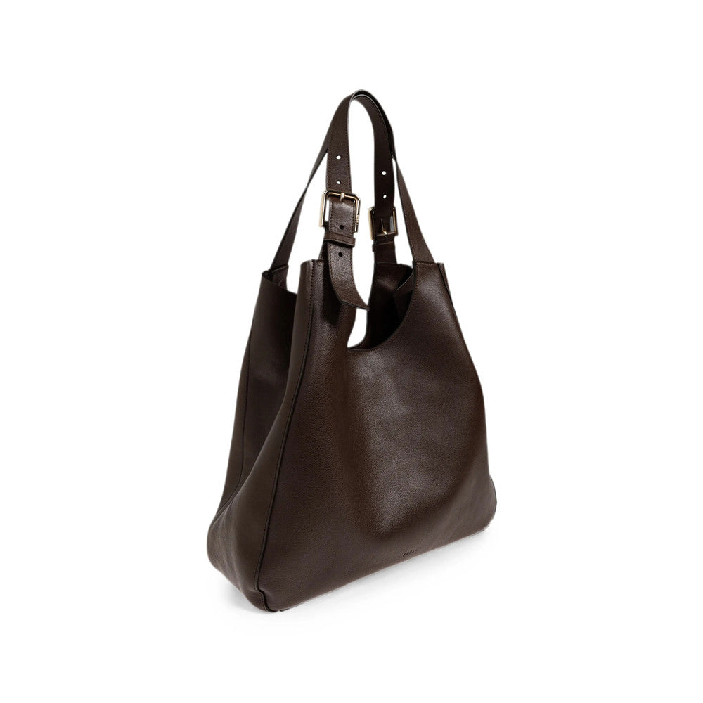 Brown Solid Large Tote 3