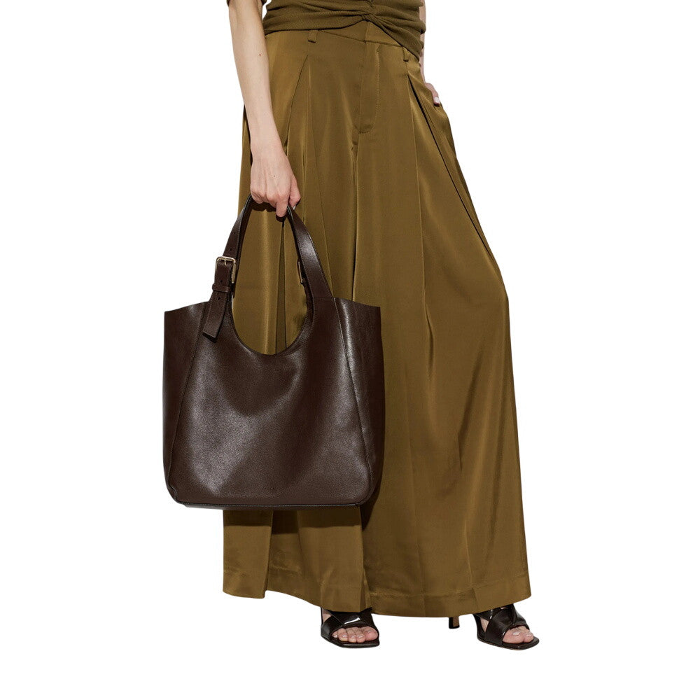 Brown Solid Large Tote 6