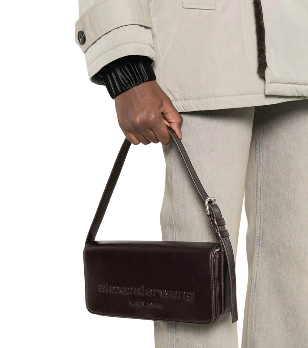 Brown Punch Flap Medium Shoulder Bag 5