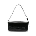 Black Punch Flap Medium Shoulder Bag 1