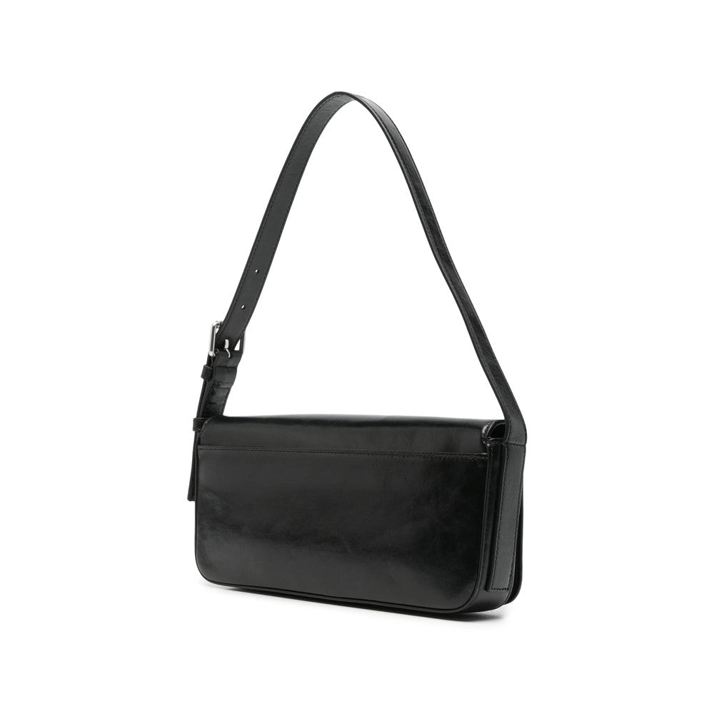 Black Punch Flap Medium Shoulder Bag 2
