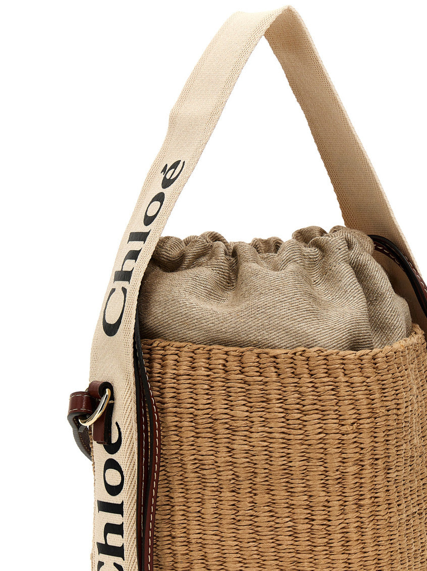 Beige 'Woody' Small Bucket Bag 3