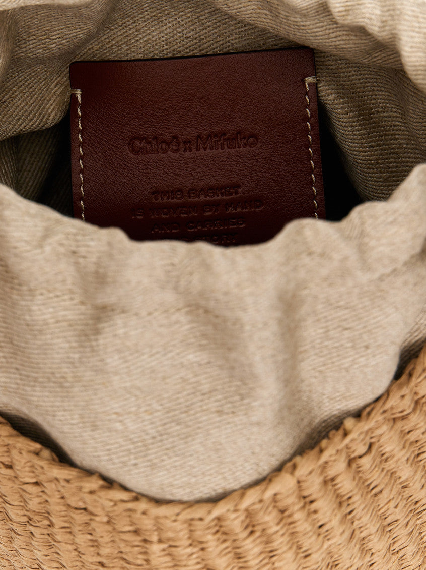 Beige 'Woody' Small Bucket Bag 4