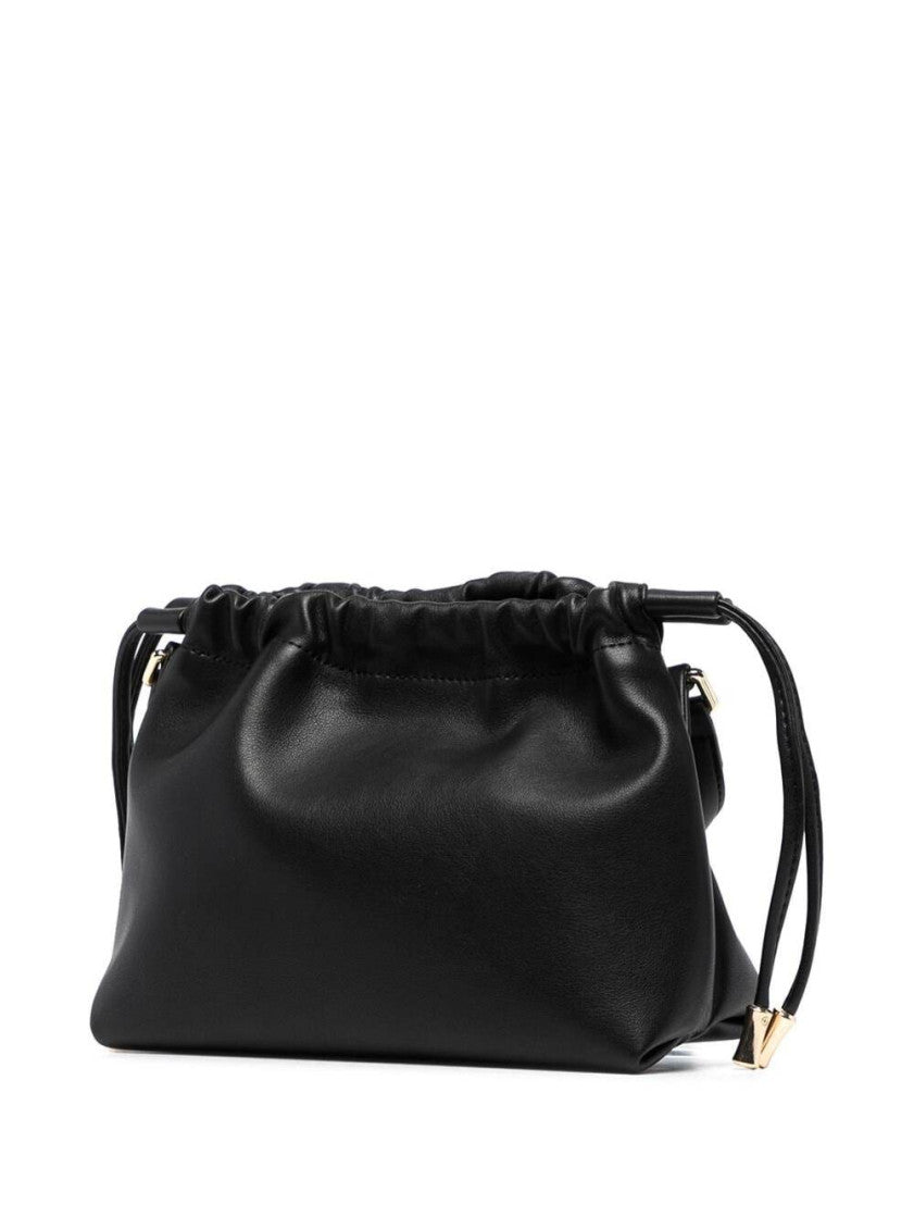 Black Leather Bucket With Logo Print 2
