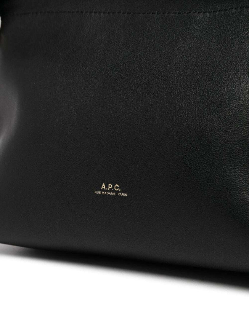 Black Leather Bucket With Logo Print 3