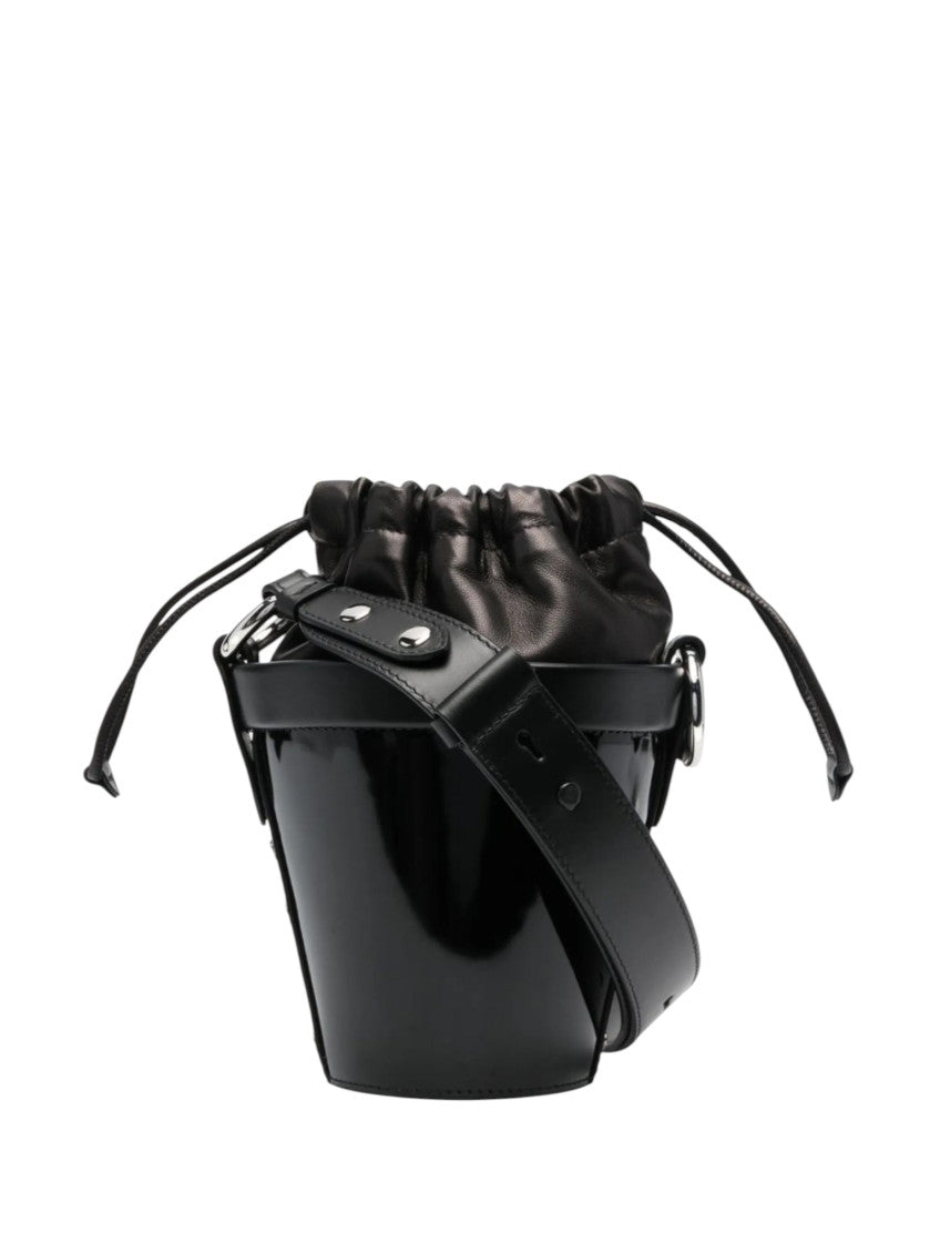 Black Solid Mini Bucket Bag 1