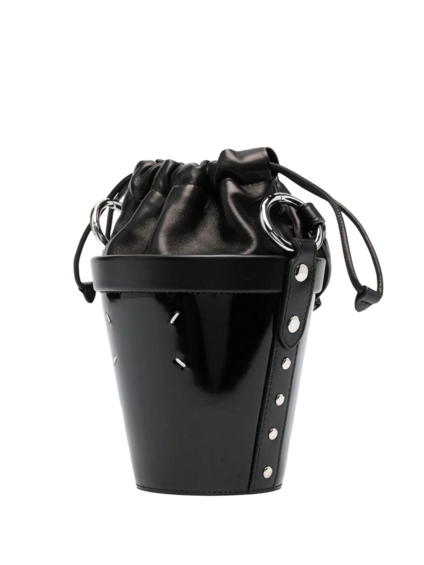 Black Solid Mini Bucket Bag 3
