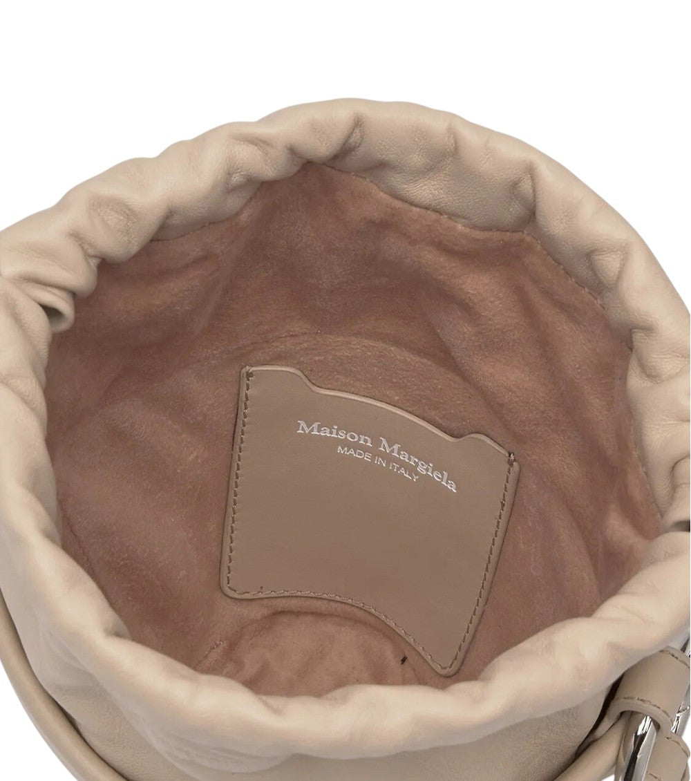 Beige Solid Mini Bucket Bag 3