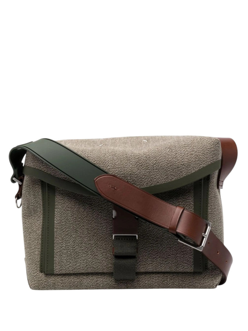 Green Textured Medium Messenger Bag 1