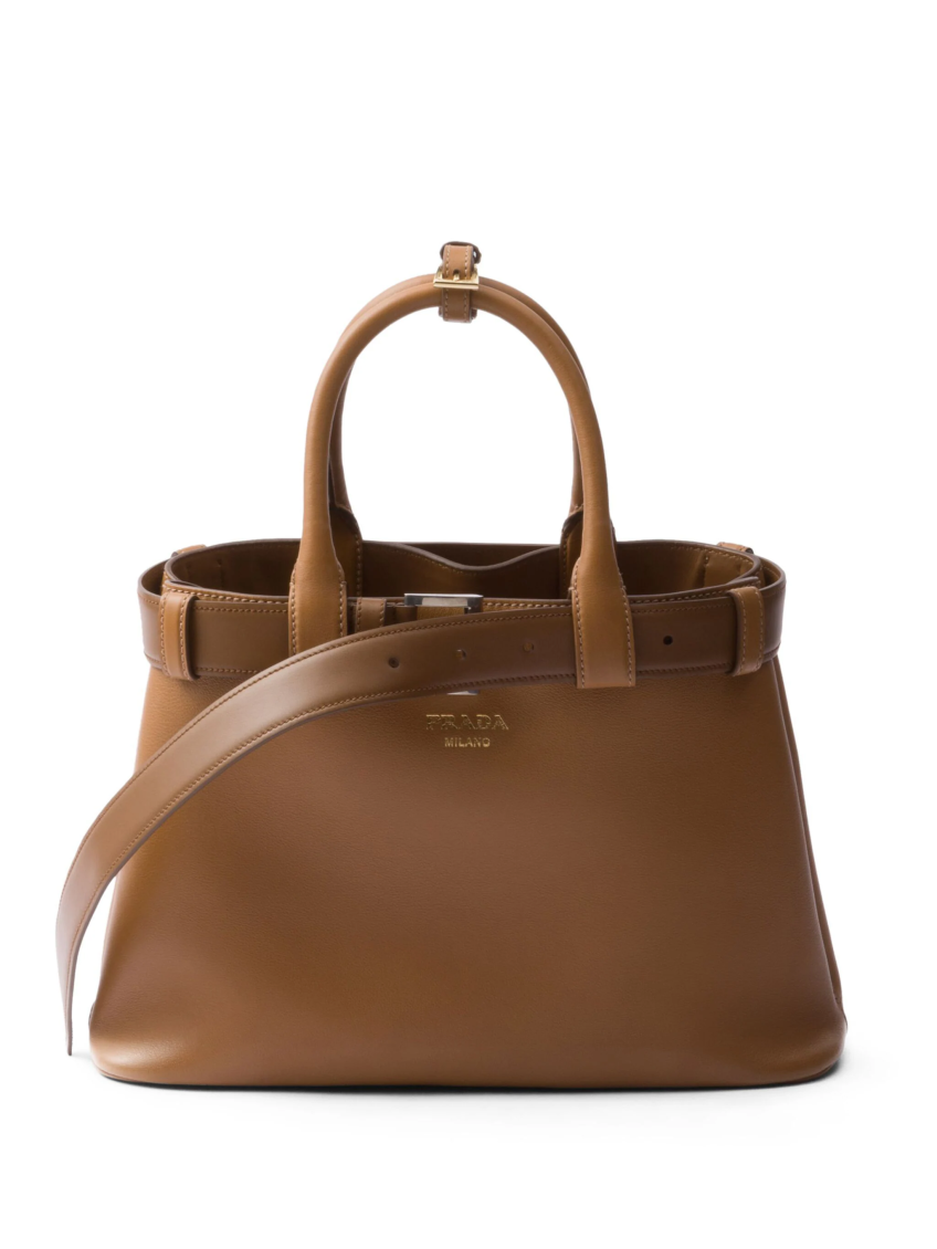Brown belted medium Satchel Bag 1