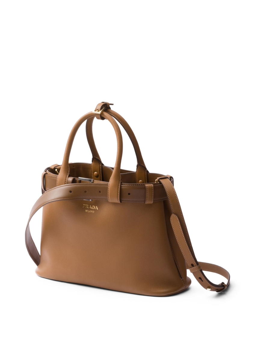 Brown belted medium Satchel Bag 4