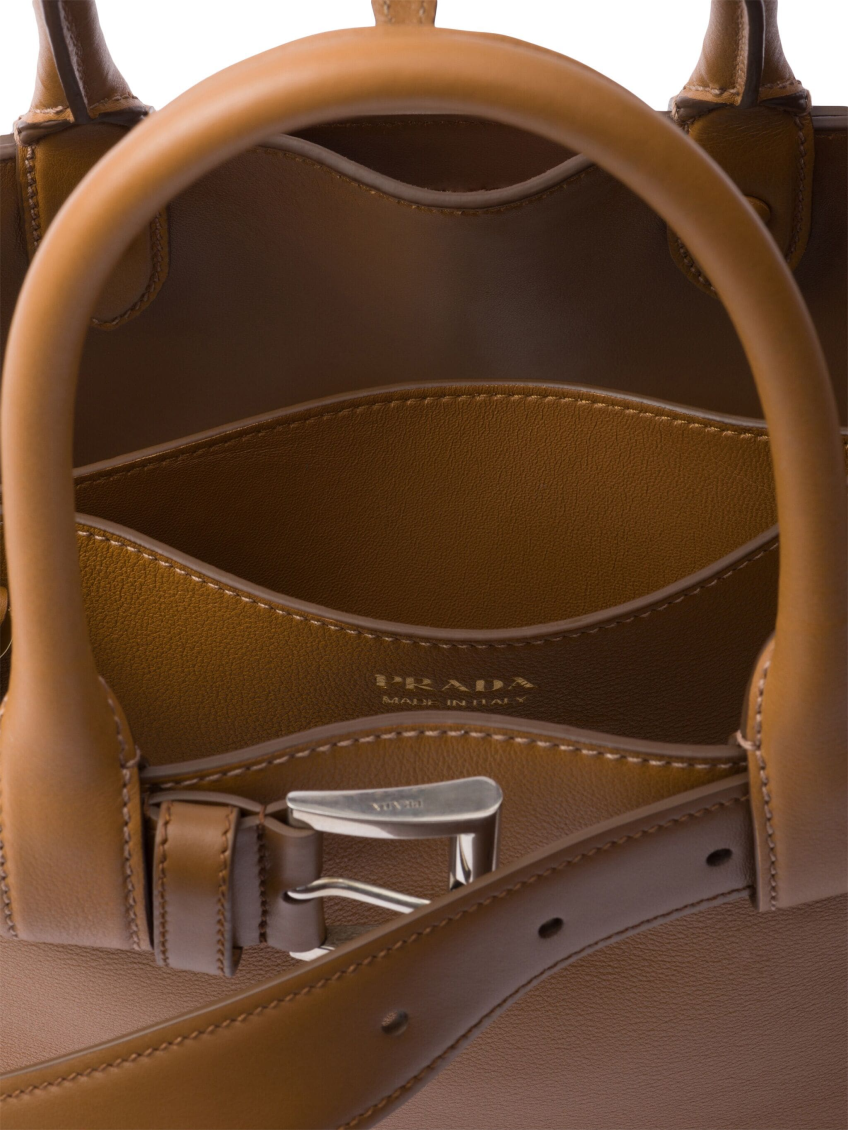 Brown belted medium Satchel Bag 6