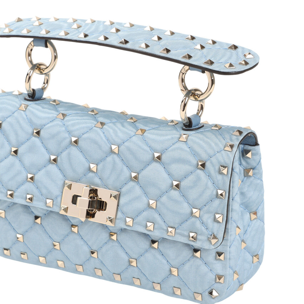 Blue Rockstud Spike Small Shoulder Bag 3