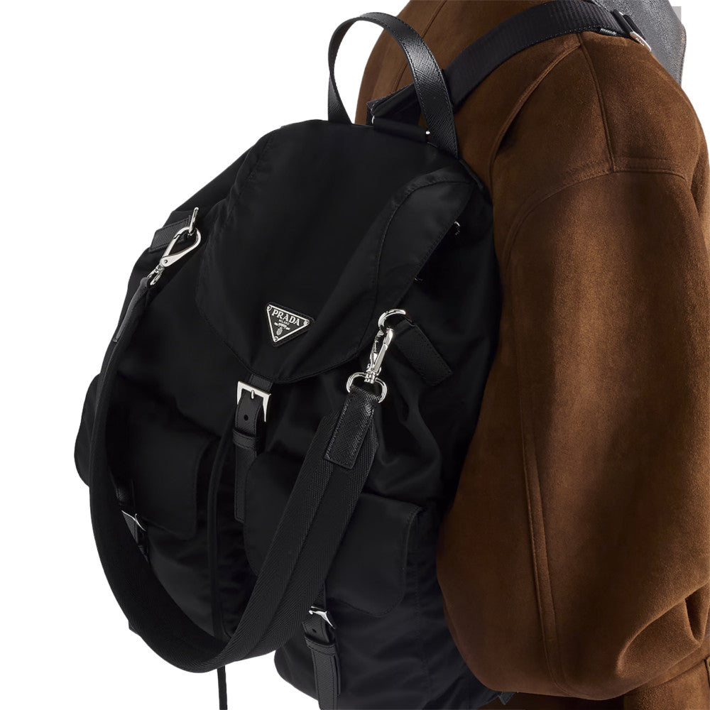 Black Re-Nylon Large Backpack 5