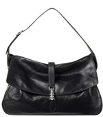 Black Jackie Flap large crossbody bag 1