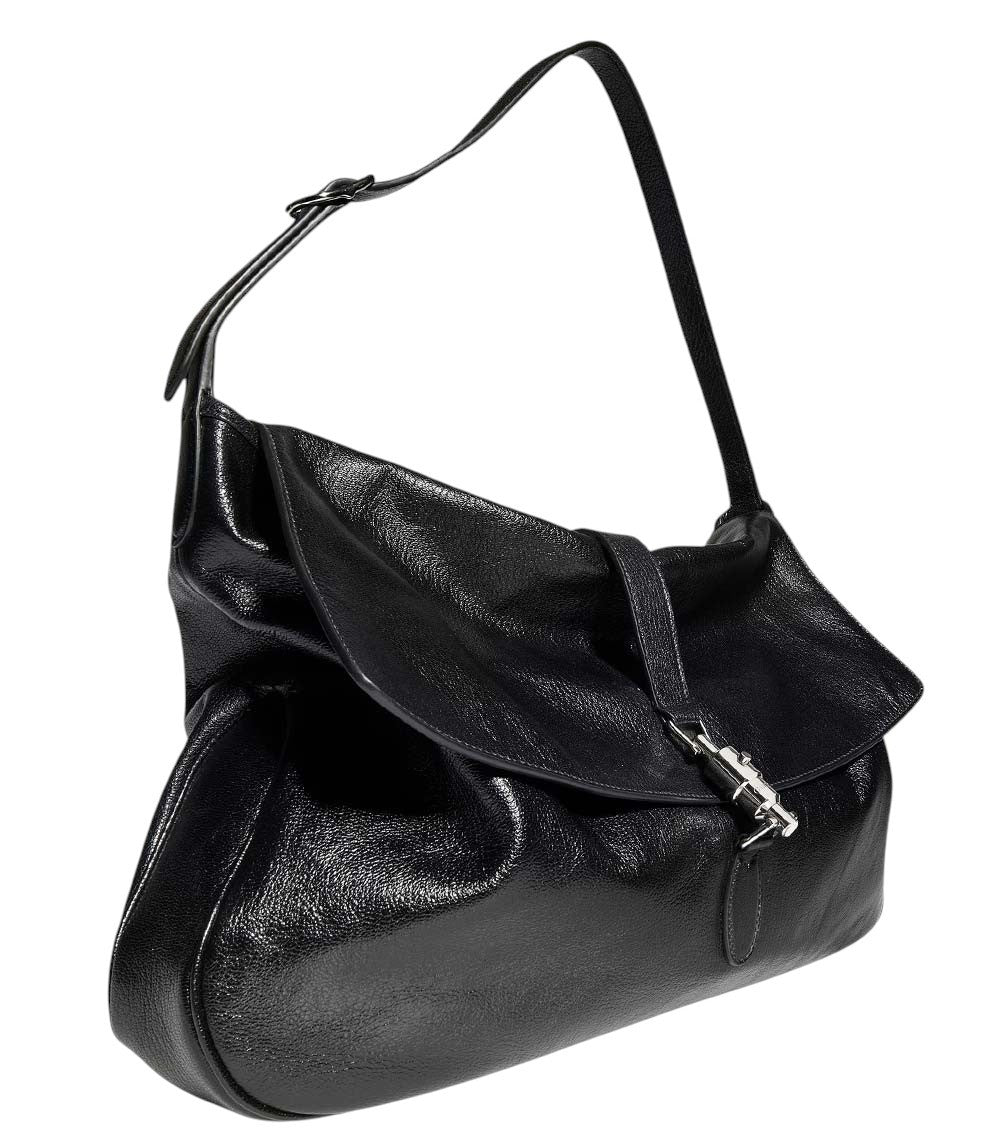 Black Jackie Flap large crossbody bag 2