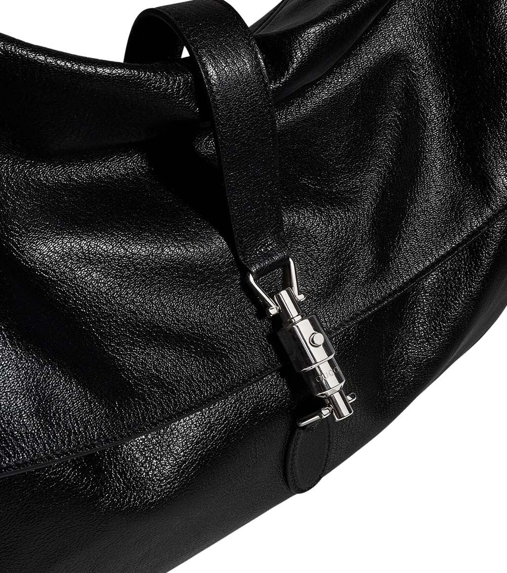 Black Jackie Flap large crossbody bag 5
