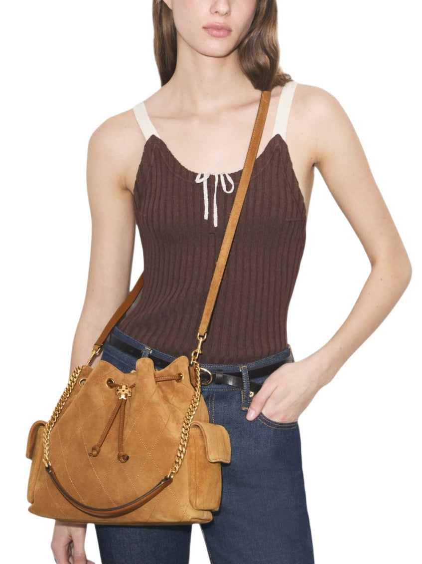Brown Charlie Medium Bucket Bag 5