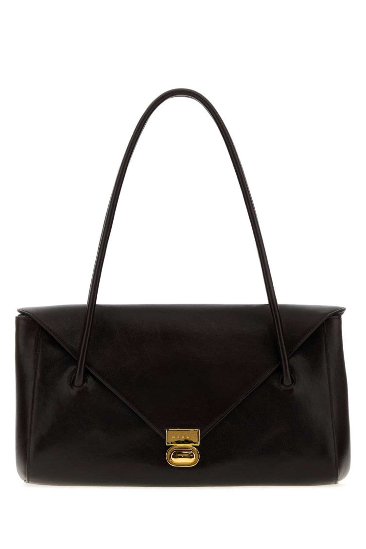 Dark Brown Logo Large Shoulder Bag 1