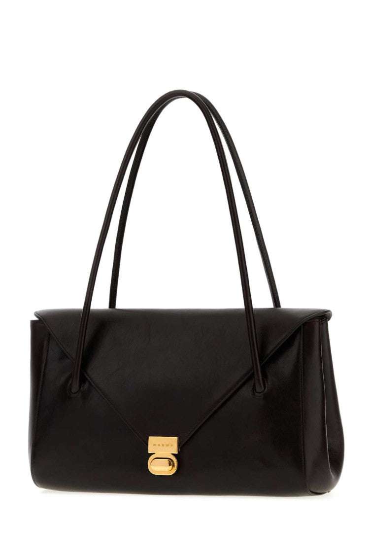 Dark Brown Logo Large Shoulder Bag 2