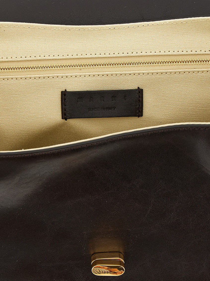 Dark Brown Logo Large Shoulder Bag 4