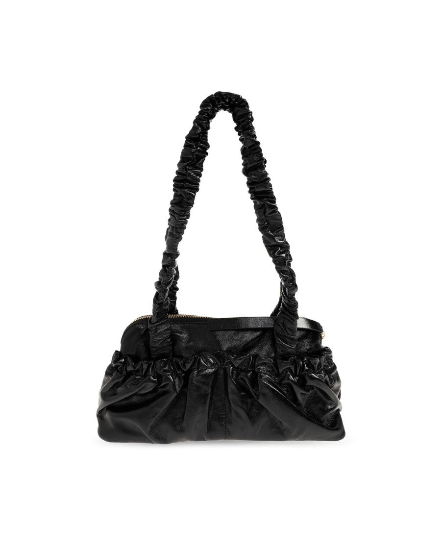 Black Ruched Large Shoulder Bag 2