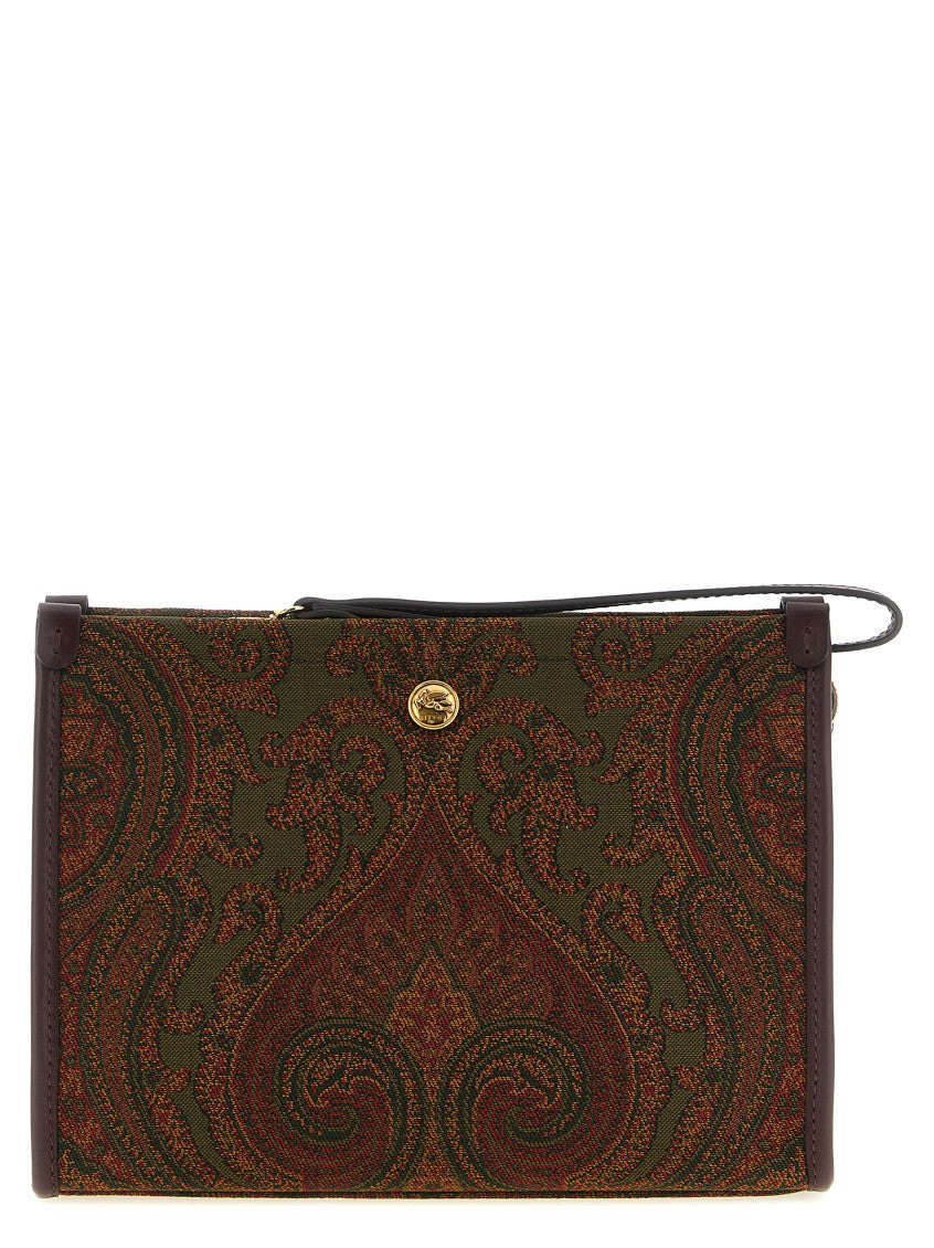 Brown Paisley Print Clutch 1