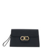Black Double Gancini Medium Clutch 1