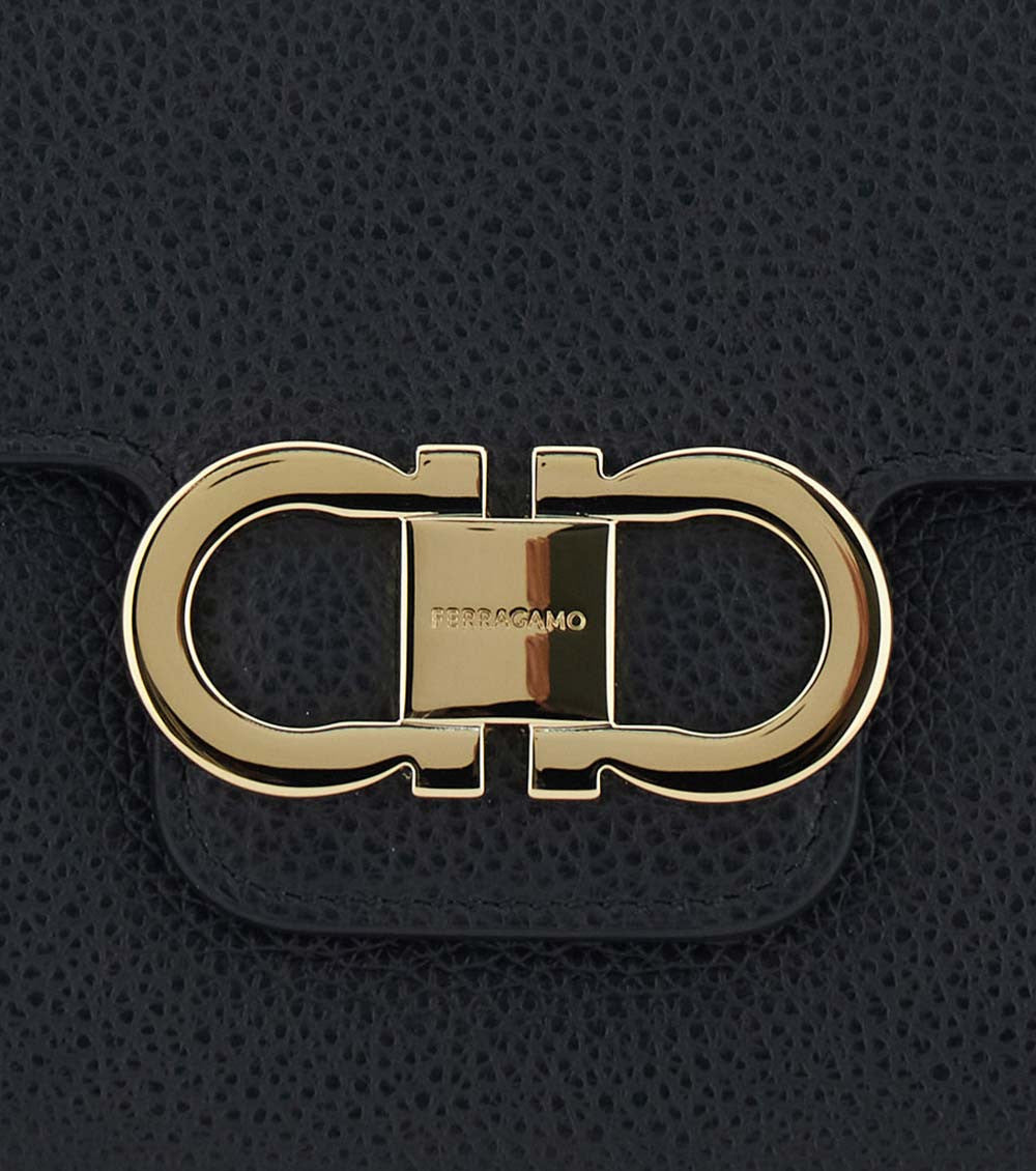 Black Double Gancini Medium Clutch 2