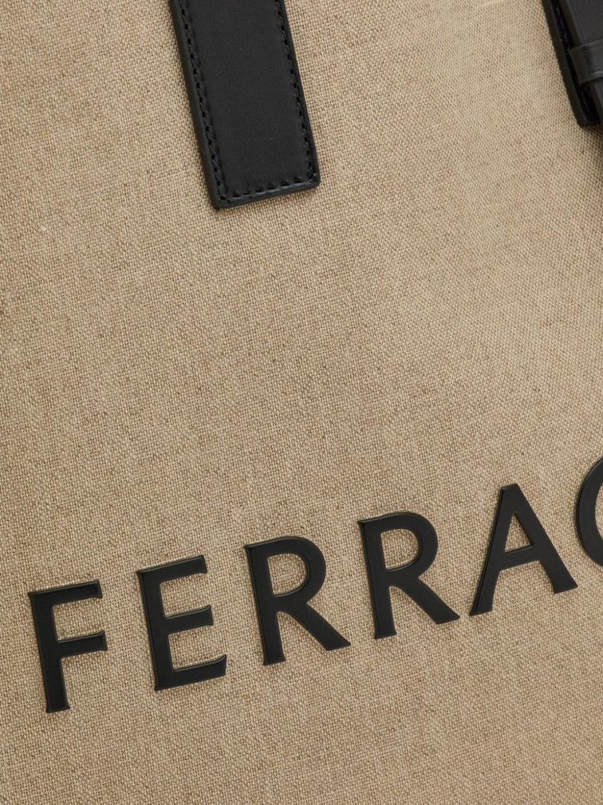 Beige Logo Canvas Tote 4