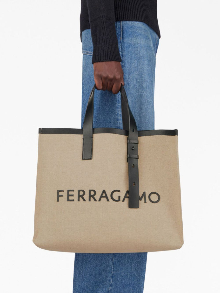 Beige Logo Canvas Tote 7