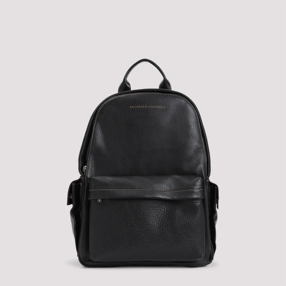 Black leather zip backpack 2
