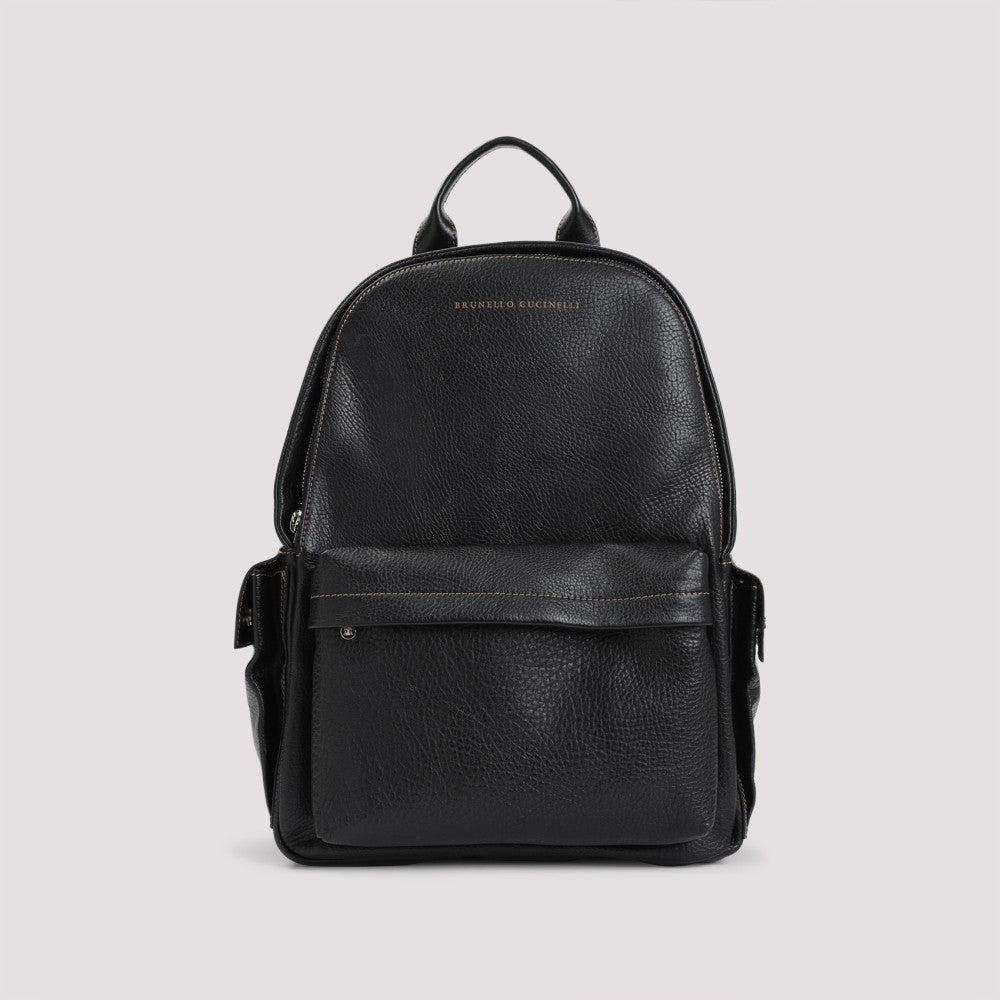 Black leather zip backpack 3