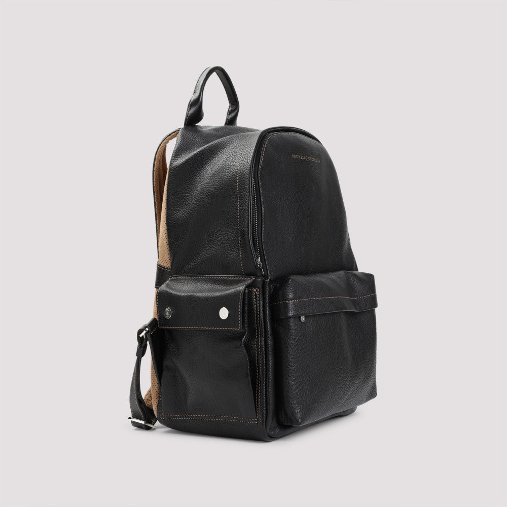 Black leather zip backpack 4