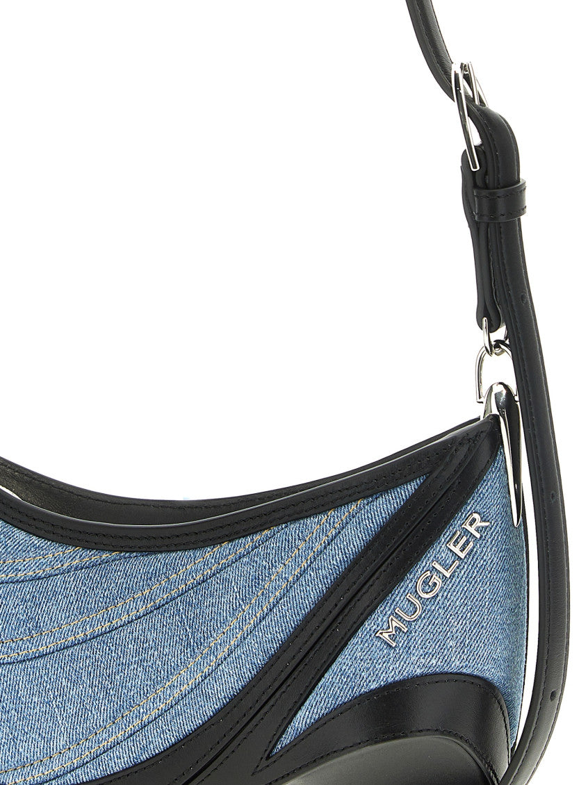 Multicolor small denim spiral curve 01 shoulder bag 3