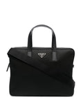 Black Re-nylon Leather-trimmed Briefcase Bag 1