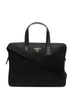 Black Re-nylon Leather-trimmed Briefcase Bag 1