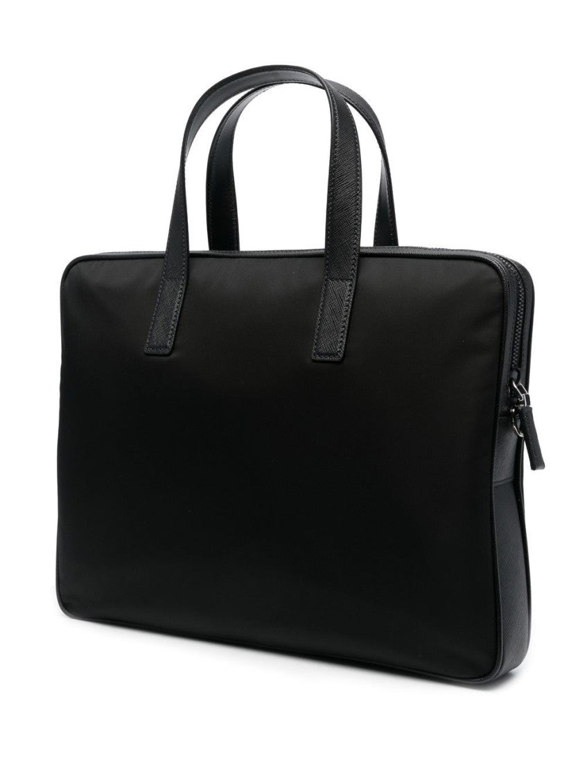 Black Re-nylon Leather-trimmed Briefcase Bag 3