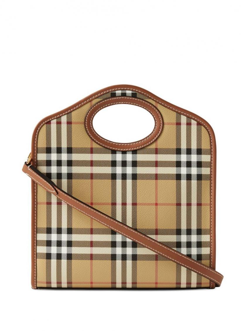 Brown Pocket mini tote bag 3